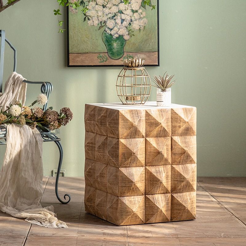 24.21" Tall Drum Side Table Solid Wood Square End Table Stand Clearhalo 'Coffee & Accent Tables' 'End & Side Tables' 'end_side_tables' 'furn' 'furn_end_side_tables' 'Furniture' 'Living Room Furniture' 1200x1200_458fff85-d250-40a7-9c69-692b28152df6