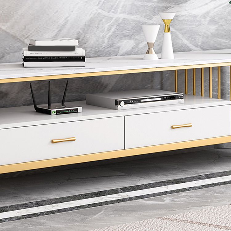 Glam Stone Top TV Stand 2-Drawer 17.7" H TV Console with Shelves Clearhalo 'furn' 'furn_tv_stands_entertainment_centers' 'Furniture' 'Living Room Furniture' 'TV Stands & Entertainment Centers' 'TV Stands & Media Storage Furniture' 'tv_stands_entertainment_centers' 1200x1200_4590dd36-faea-4a3c-b767-e786d2652de6