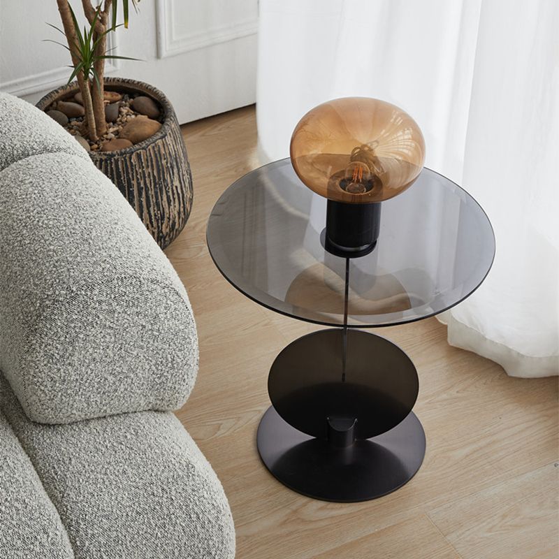 Contemporary Glass Round Top Side Table Metal Pedestal End Table Clearhalo 'Coffee & Accent Tables' 'End & Side Tables' 'end_side_tables' 'furn' 'furn_end_side_tables' 'Furniture' 'Living Room Furniture' 1200x1200_45940c92-5339-4d5d-9da5-3f059c5c2a5b
