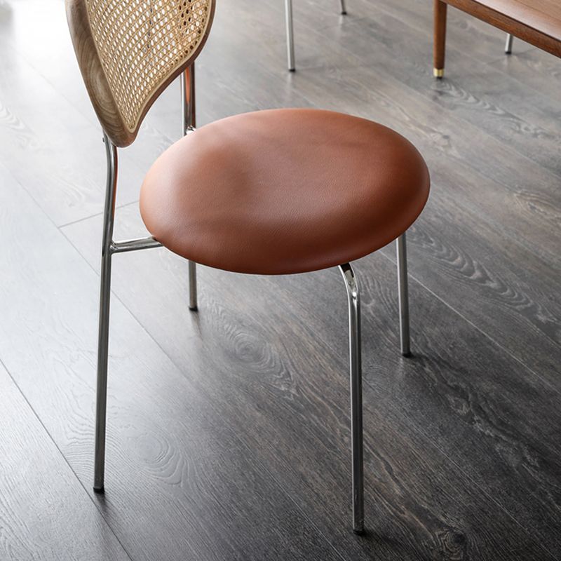 Modern Style PU Leather Chair Cane Back Armless Dining Chair for Home Clearhalo 'Dining Chairs' 'Dining Tables & Seating' 'dining_chair' 'furn' 'furn_dining_chair' 'Furniture' 'furniture_dining_chair' 'Kitchen & Dining Furniture' 1200x1200_45955203-ce39-4d45-855c-f200e39db68a