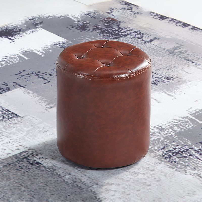 Modern Ottoman Water Resistant Tufted Leather Round Foot Stool Ottoman Clearhalo 'furn' 'furn_ottomans_poufs' 'Furniture' 'Living Room Furniture' 'Ottomans & Poufs' 'ottomans_poufs' 1200x1200_4596a31a-6e45-4779-aec1-69e6a41b639a