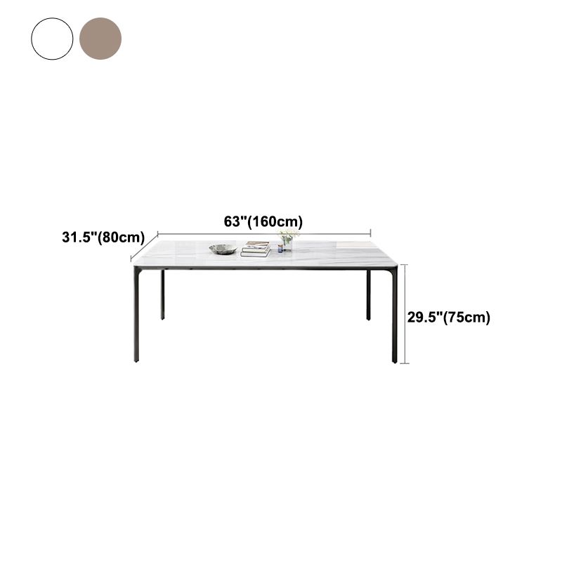 Rectangle Industrial Dining Table Sintered Stone Fixed Table with 4 Metal Legs Clearhalo ' dining_table' 'Dining Tables & Seating' 'Dining Tables' 'furn' 'furn_dining_table' 'Furniture' 'furniture_dining_table' 'Kitchen & Dining Furniture' 'kitchen&dining_furn' 'kitchen' 'kitchen_dining_table' 1200x1200_45973add-1749-4601-84a1-eca2e92ff9d9