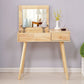 Solid Wood Vanity Dressing Table Scandinavian Flip-Top Mirror Vanity Desk
