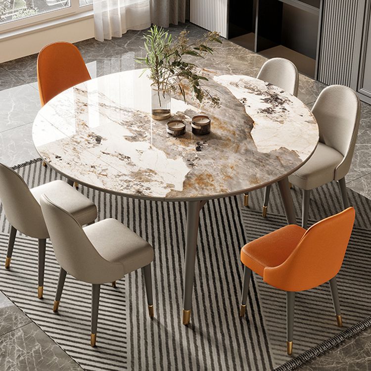 Modern Gray Round Shape Table Sintered Stone Kitchen Dining Table with 4 Legs Base Clearhalo ' dining_table' 'Dining Tables & Seating' 'Dining Tables' 'furn' 'furn_dining_table' 'Furniture' 'furniture_dining_table' 'Kitchen & Dining Furniture' 'kitchen&dining_furn' 'kitchen' 'kitchen_dining_table' 1200x1200_459b5a82-fdc2-48a9-9872-59f1d9f6332c