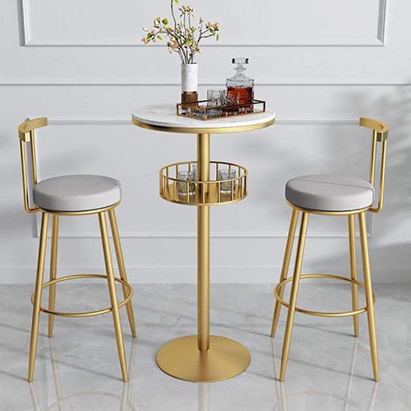 Marble Indoor Glam Bar Dining Table Iron Bistro Table with Single Pedestal Clearhalo 'Bar Furniture' 'Bar Tables' 'bar_tables' 'furn' 'furn_bar_tables' 'Furniture' 'furniture_bar_tables' 'Kitchen & Dining Furniture' 'kitchen&dining_furn' 'kitchen' 1200x1200_459bbc81-49f0-4f37-a6bc-a81add29281d