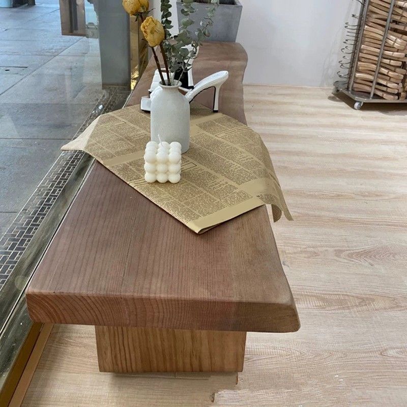 Rustic Brown Dining Bench 18"H Solid Wood Bench with Sled Base Clearhalo 'Benches' 'Chairs & Seating' 'furn' 'furn_benches' 'Furniture' 'Living Room Furniture' 1200x1200_459ea946-a8f8-4343-bb26-c7f6bd60428e