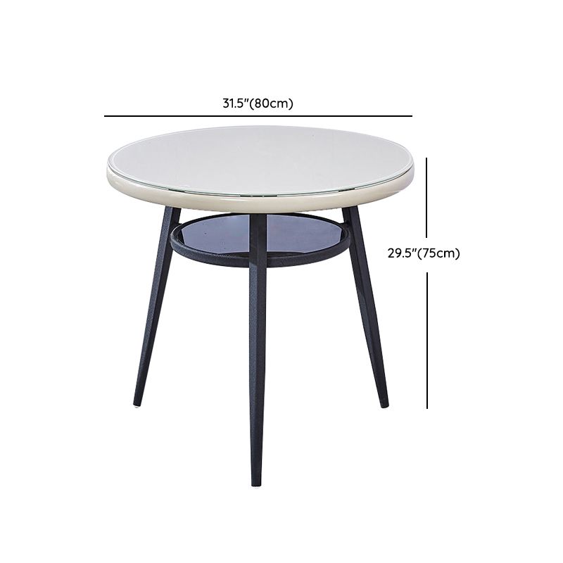 Glass Dining Room Table for 2 Person Round Tabletop with Storage Clearhalo 'Dining Tables & Seating' 'Dining Tables' 'dining_table' 'furn' 'furn_dining_table' 'Furniture' 'Kitchen & Dining Furniture' 1200x1200_459fb3e0-2d2d-4e3b-ade4-29a208397847