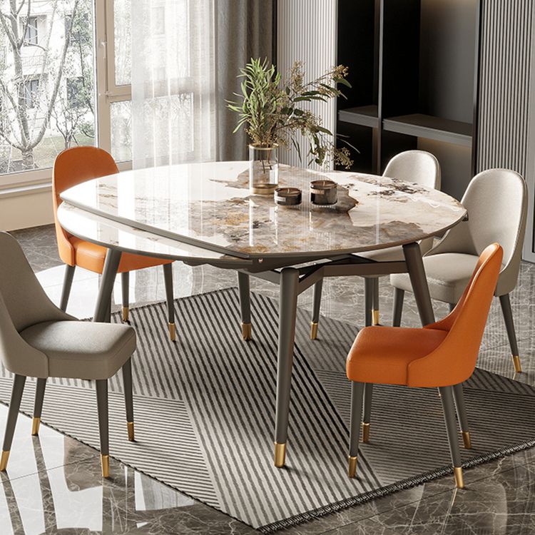 Modern Gray Round Shape Table Sintered Stone Kitchen Dining Table with 4 Legs Base Clearhalo ' dining_table' 'Dining Tables & Seating' 'Dining Tables' 'furn' 'furn_dining_table' 'Furniture' 'furniture_dining_table' 'Kitchen & Dining Furniture' 'kitchen&dining_furn' 'kitchen' 'kitchen_dining_table' 1200x1200_45a1c3bc-3a3a-4db6-bc1e-670de919599c