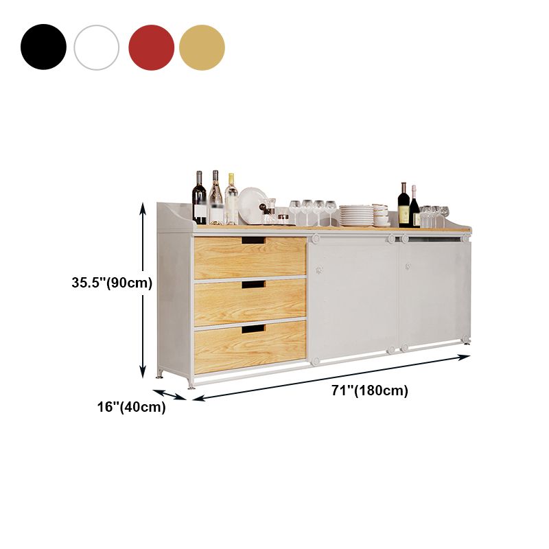 Dining Room Glam Style Sideboard Wood Drawer Iron Sliding Doors Cupboard Clearhalo 'buffet_sideboard' 'Buffets & Sideboards' 'furn' 'furn_buffet_sideboard' 'Furniture' 'furniture_buffet_sideboard' 'Kitchen & Dining Furniture' 1200x1200_45a33260-e7c6-47fc-bdcb-564d6554c487