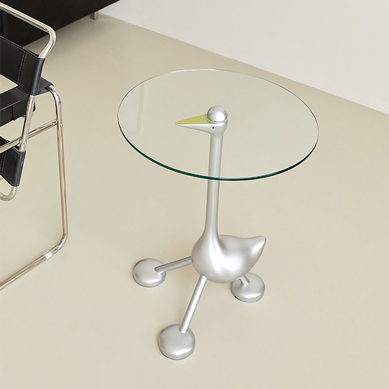 21" Wide Contemporary Corner Table Glass Clear Accent Side Table