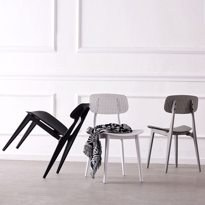 Scandinavian Armless Dining Chairs Plastic Open Back Side Chair (Set of 4) Clearhalo ' kitchen&dining_furn' 'Dining Chairs' 'Dining Tables & Seating' 'dining_chair' 'furn' 'furn_dining_chair' 'Furniture' 'furniture_dining_chair' 'Kitchen & Dining Furniture' 'kitchen' 1200x1200_45a3a74d-8dcb-4c16-a6f1-336f9b6f6ef4