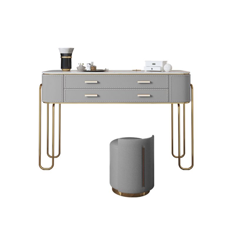 Specchio e 2 cassetti set di sgabelli da toeletta da toeletta per trucco grigio chiaro