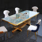 Glam Dining Stone Table Dining Rectangle Table with Metal Legs for Home Use Clearhalo 'Dining Tables & Seating' 'Dining Tables' 'dining_table' 'furn' 'furn_dining_table' 'Furniture' 'Kitchen & Dining Furniture' 1200x1200_45a65b76-0ddc-4e0d-a87e-60bc99c45ba1