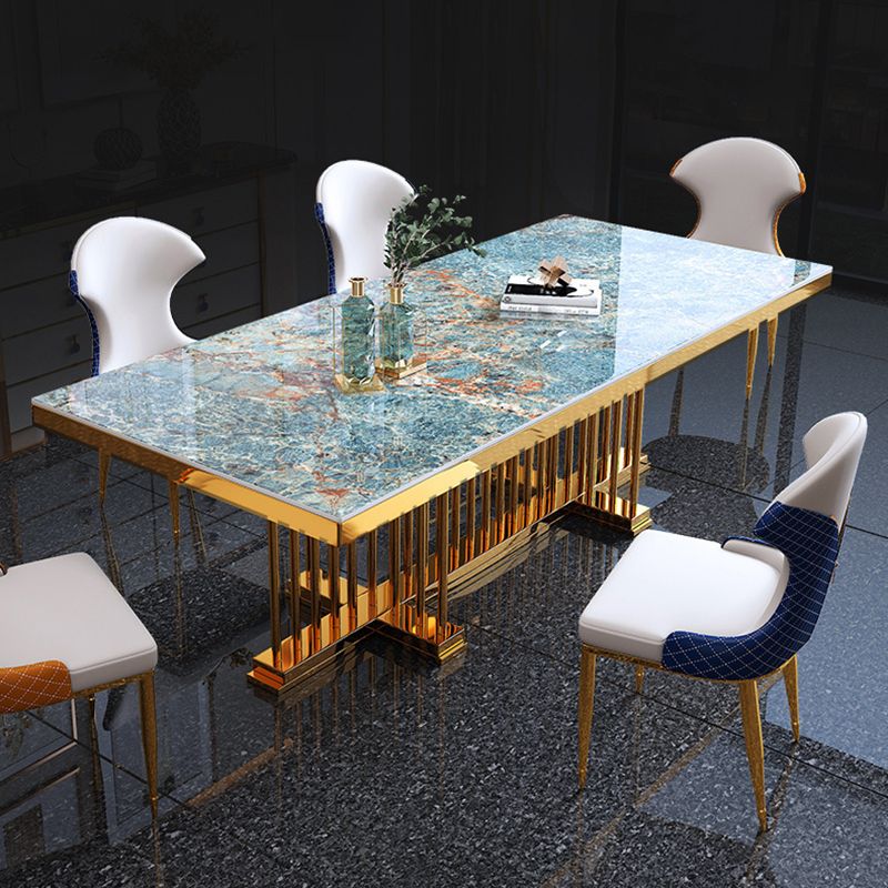 Glam Dining Stone Table Dining Rectangle Table with Metal Legs for Home Use Clearhalo 'Dining Tables & Seating' 'Dining Tables' 'dining_table' 'furn' 'furn_dining_table' 'Furniture' 'Kitchen & Dining Furniture' 1200x1200_45a65b76-0ddc-4e0d-a87e-60bc99c45ba1