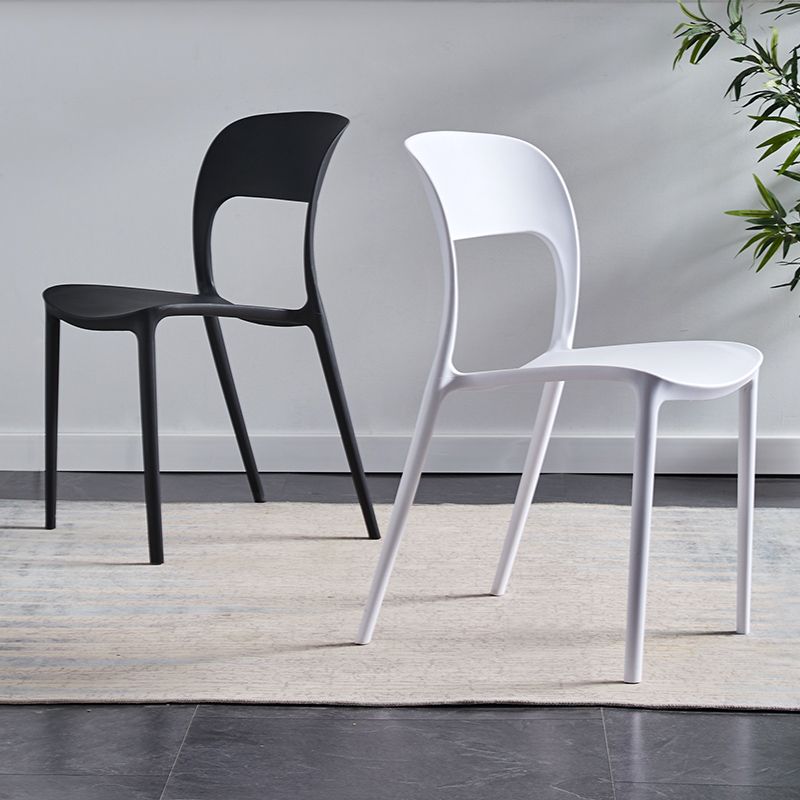 Plastic Stackable Dining Side Chairs Open Back Armless Dining Chair (Set of 4) Clearhalo ' kitchen&dining_furn' 'Dining Chairs' 'Dining Tables & Seating' 'dining_chair' 'furn' 'furn_dining_chair' 'Furniture' 'furniture_dining_chair' 'Kitchen & Dining Furniture' 'kitchen' 1200x1200_45a72ebf-6dbe-4d4a-bfe4-095c1f61d2b8