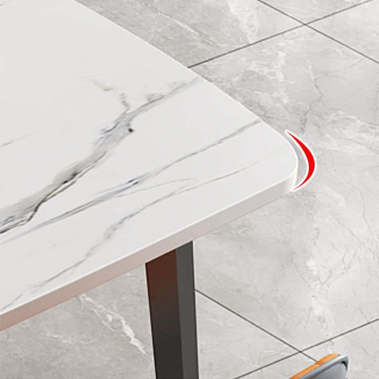 Modern Stone Rectangle Dining Table 4 Metal Legs for Dining Room Clearhalo 'Dining Tables & Seating' 'Dining Tables' 'dining_table' 'furn' 'furn_dining_table' 'Furniture' 'Kitchen & Dining Furniture' 1200x1200_45aa145c-c915-4cf4-a743-9a6afcff23bb