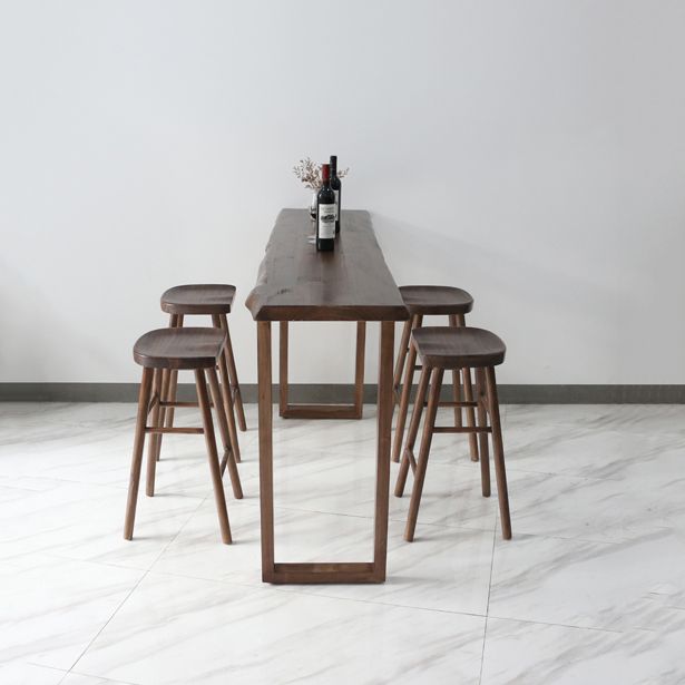 Industrielles 1/2/4/5-teiliges Bartisch-Set aus Holz, rechteckiger Bartisch mit hohen Hockern