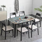 Modern Glossy Blue Dining Table Set 1/2/5/7 Pieces Dinette Set with Wooden Chairs