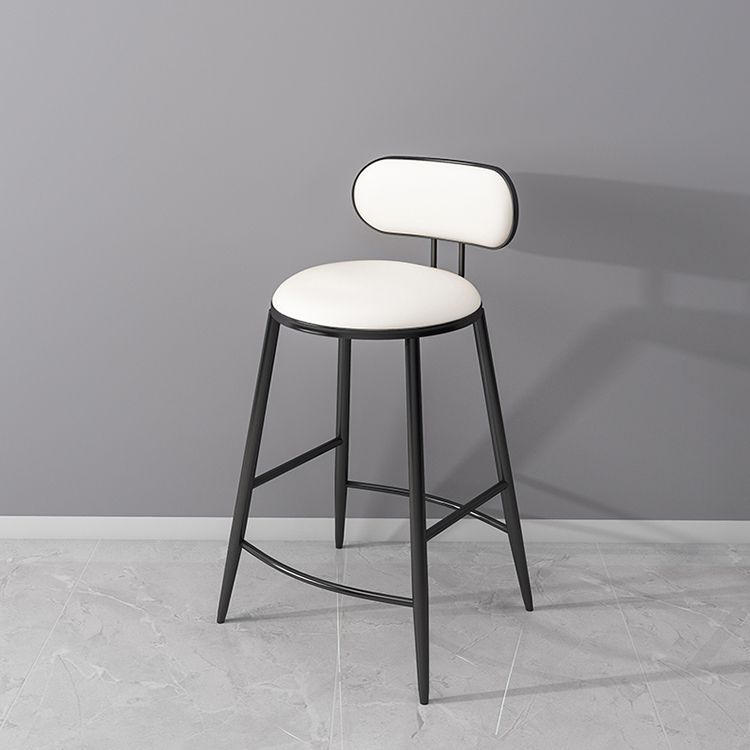 Indoor Round Modern Bar & Counter Stool White Upholstered Low Back Counter Bar Stool
