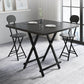 Modern Folding Dining Table Square Wood Top with Metal Legs for Home