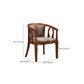 Indoor Dining Arm Chair Solid Wood Frame Dining Chair in Brown