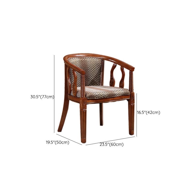 Indoor Dining Arm Chair Solid Wood Frame Dining Chair in Brown