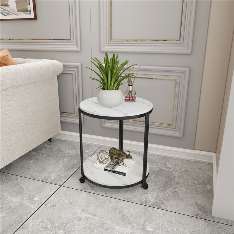 21.65 "スレートラウンドサイドエンドテーブル鉄3脚サイドテーブル付き棚