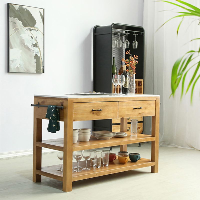 Modern Stationary Kitchen Island table Wood Kitchen Island table with Towel Rack