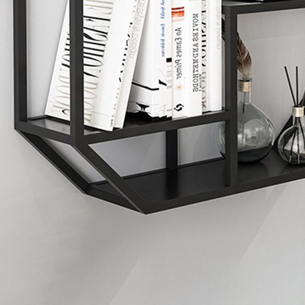 Metal Wall Mounted Open Bookcase Glam Home Geometric Bookshelf with Shelves