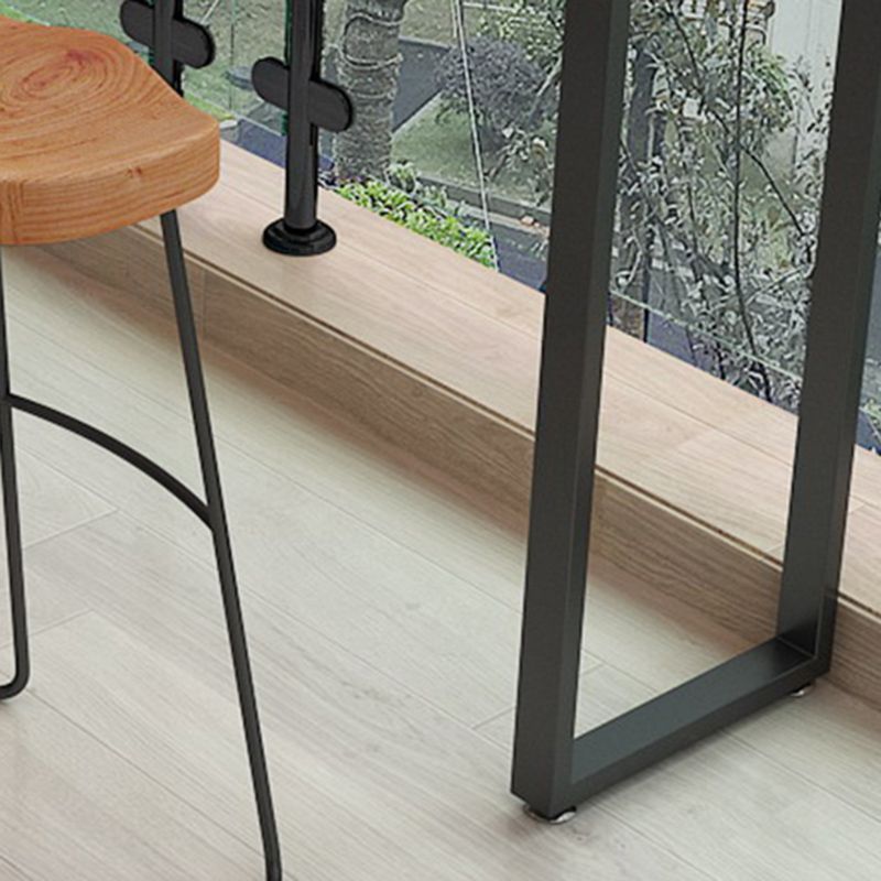 Mesa de comedor industrial con barra de pedestal doble, mesa de bar superior de madera maciza