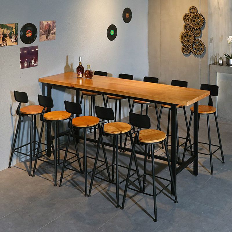 Tavolo da bar in legno in legno massiccio marrone chiaro industriale in metallo tavolo da pub