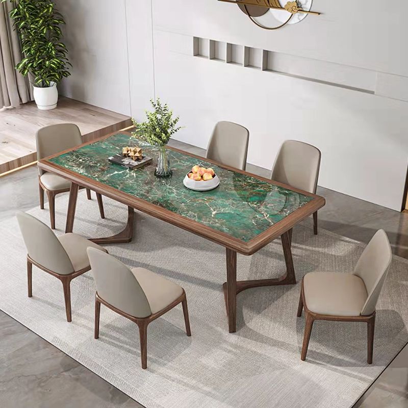 Set da tavolo da pranzo moderno rettangolare 1/4/7 PC Dinette con cornice in legno massiccio