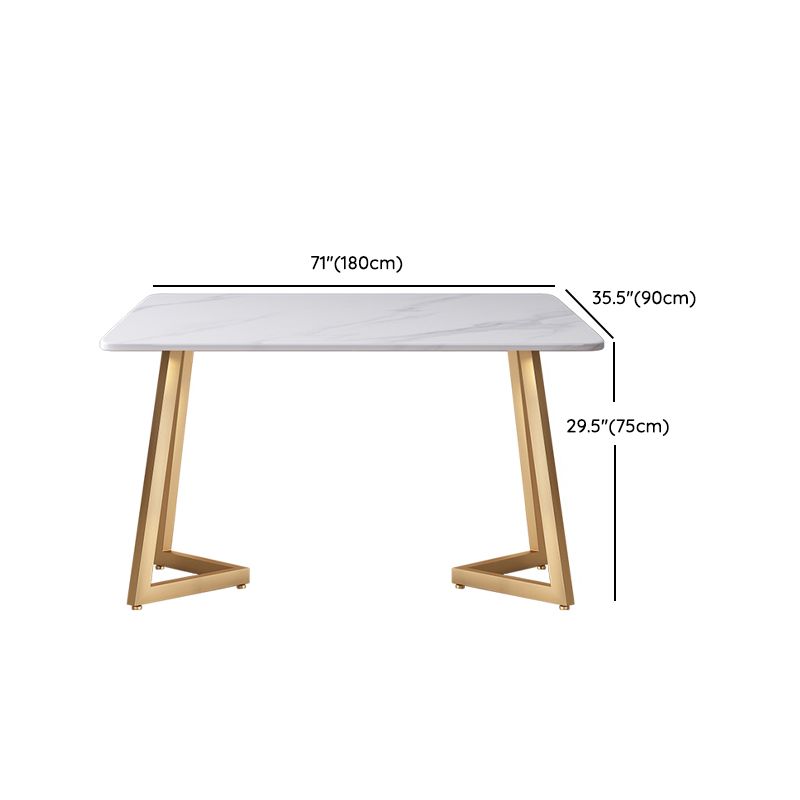Ijzeren dubbele voetstuktafel Moderne rechthoekige stenen eettafel