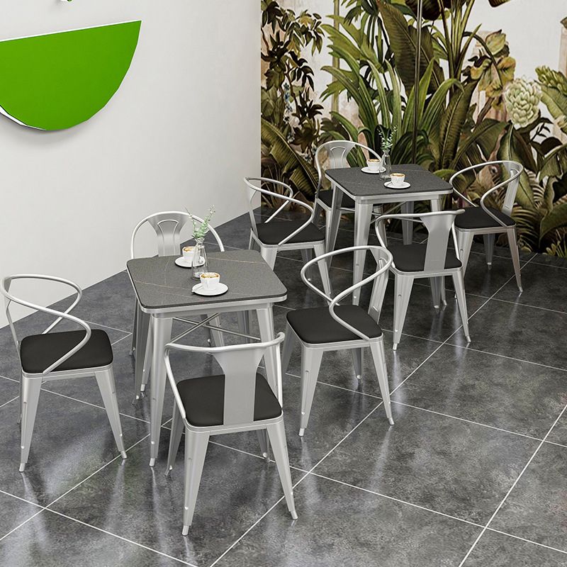 Metal Industrial Indoor Table Sintered Stone Top Table for Dining Room