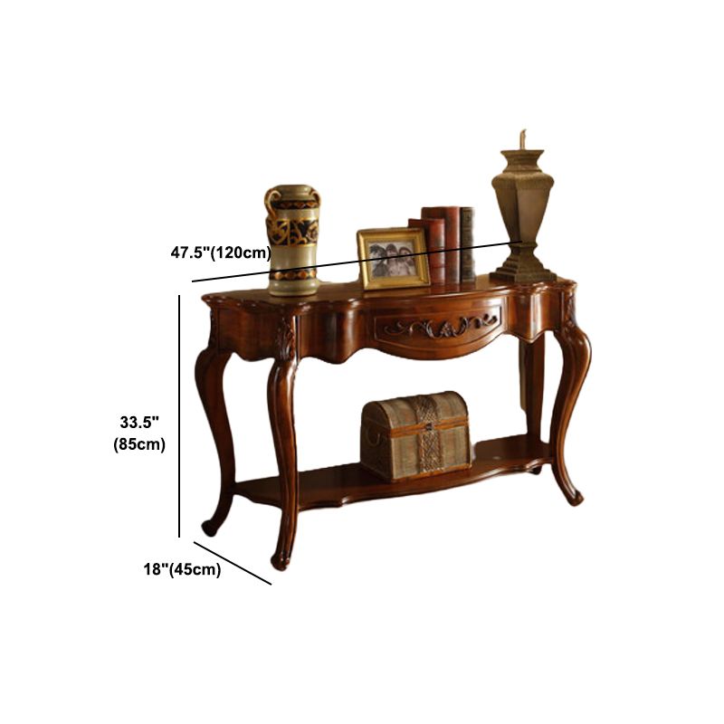 Legno massiccio 31,49 "H/33.46" H Tavola marrone scuro per forma libera da sala