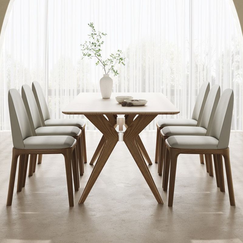 Simplicity Style Dinette Table Rectangle Stone Dinner Table in White Clearhalo 'Dining Tables & Seating' 'Dining Tables' 'dining_table' 'furn' 'furn_dining_table' 'Furniture' 'Kitchen & Dining Furniture' 1200x1200_45b96b1e-1301-4cd5-a97a-4cd8128e4d5b