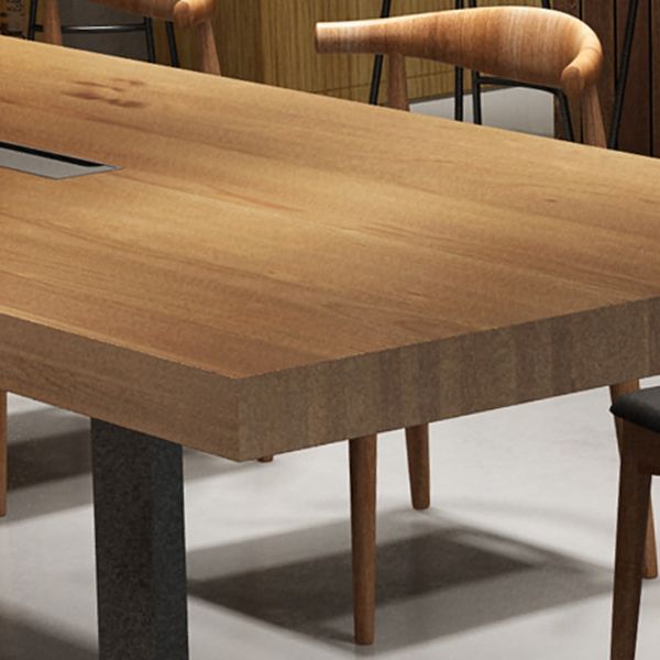 Rectangle Industrial Dining Table Solid Wood Top Dining Table with Metal Base Clearhalo ' dining_table' 'Dining Tables & Seating' 'Dining Tables' 'furn' 'furn_dining_table' 'Furniture' 'furniture_dining_table' 'Kitchen & Dining Furniture' 'kitchen&dining_furn' 'kitchen' 'kitchen_dining_table' 1200x1200_45ba99d7-23c7-4bd8-9fbb-de0d31e4d3a3