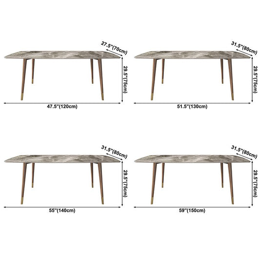 Simplicity Style Home Sintered Stone Dining Table Rectangle Shape Table with Ash Wood Base