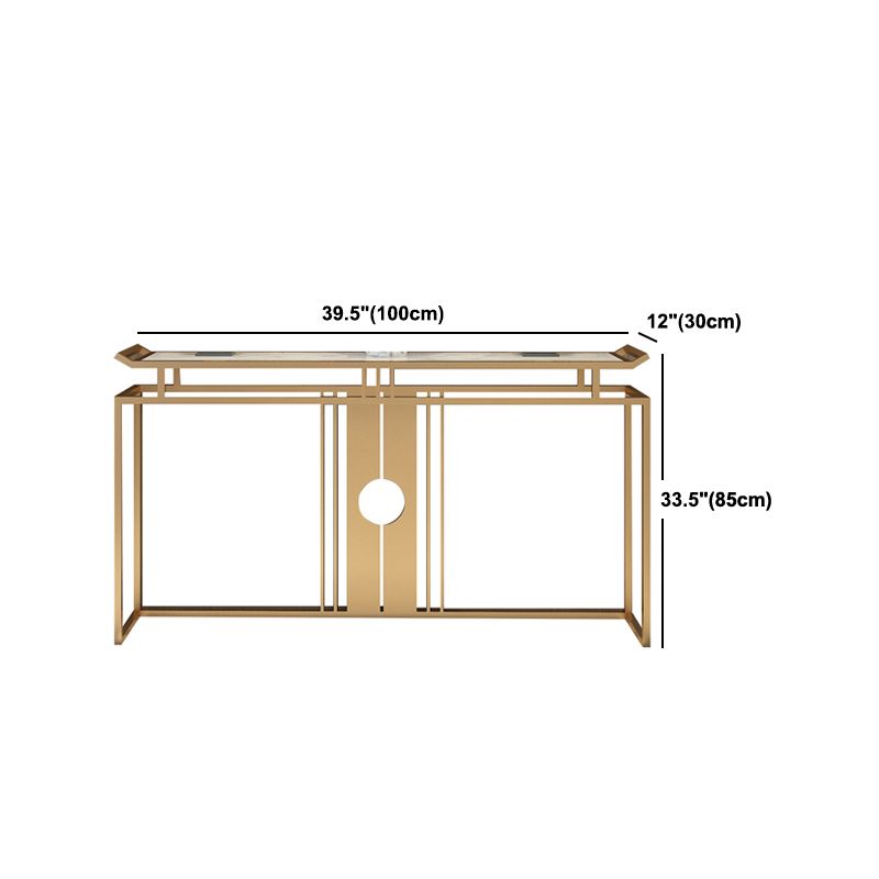Table de acento glamoroso de 11 "de ancho Stone Gold Rectangle Console Acent Table