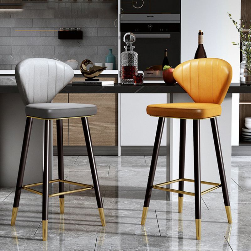 Nordic Glam Style Bar-stool PU Leather Counter Bar Stool with Metal Legs Clearhalo 'Bar Furniture' 'Bar Stools' 'bar_stools' 'furn' 'furn_bar_stools' 'Furniture' 'furniture_bar_stools' 'Kitchen & Dining Furniture' 1200x1200_45be7d19-7a25-498a-b379-5bb85dac32e3