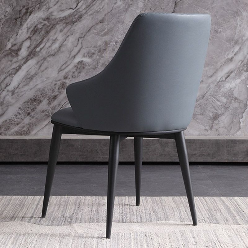 Industrial Style Arm Chair Metal Solid Back Dining Room Chair for Dining Room