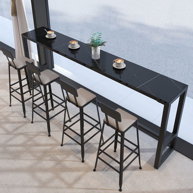 Industriële metalen barkrukken Low Back Bar -ontlasting met zwarte benen