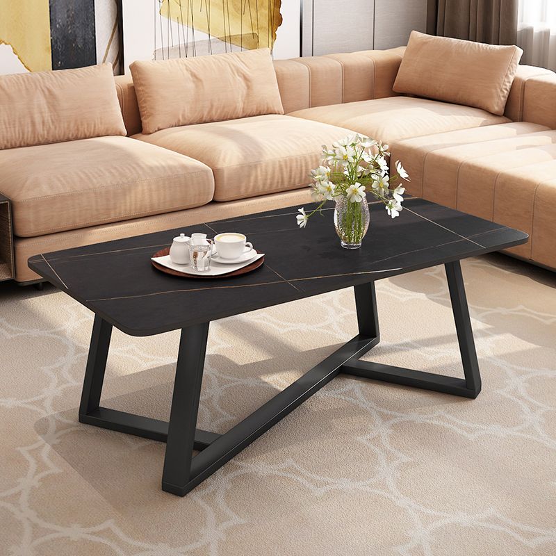 Slate Rectangle Coffee Table Cross Legs Single Table for Living Room Clearhalo 'Coffee & Accent Tables' 'Coffee Tables' 'coffee_tables' 'furn' 'furn_coffee_tables' 'Furniture' 'Living Room Furniture' 1200x1200_45c523b7-69b1-4725-8df3-fbd443711c49