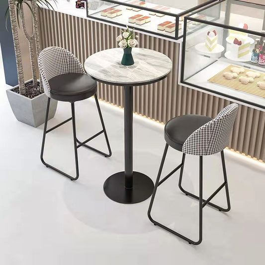 Industrial Metal Bar Table 23.6" Round Faux Marble Top Pedestal Bistro Table for Cafe Clearhalo 'Bar Furniture' 'Bar Tables' 'bar_tables' 'Furniture' 'furniture_bar_tables' 'Kitchen & Dining Furniture' 'kitchen&dining_furn' 'kitchen' 1200x1200_45c8f37c-66c4-47ae-9508-2bcf63edb243