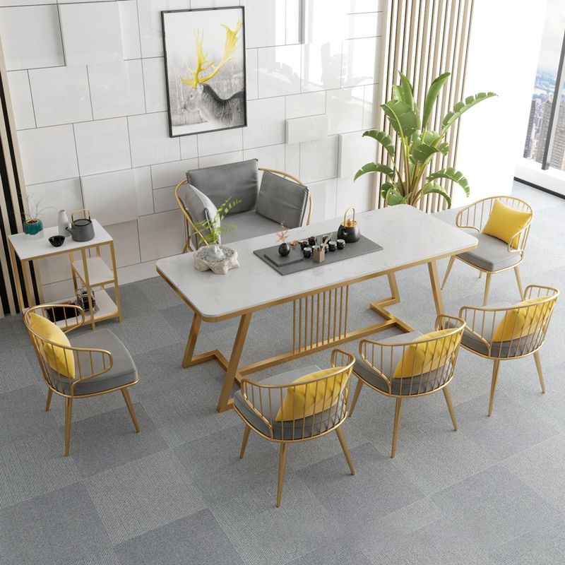 Metalen windsor achterstoelen stoffen gestoffeerde eetkamerstoelen in grijs