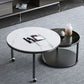 Contemporary Coffee Table Set Slate Round 2-Piece Coffee Cocktail Table
