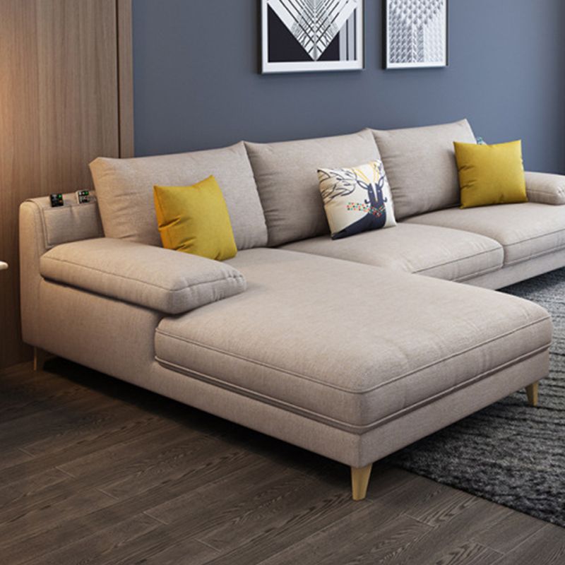 4-seater L-shape Sectional Fabric Pillow Top Arm Sectional with Pillows Clearhalo 'furn' 'furn_sectionals' 'Furniture' 'Living Room Furniture' 'Sectionals' 1200x1200_45cb40fc-6027-4809-995e-5c5650855628