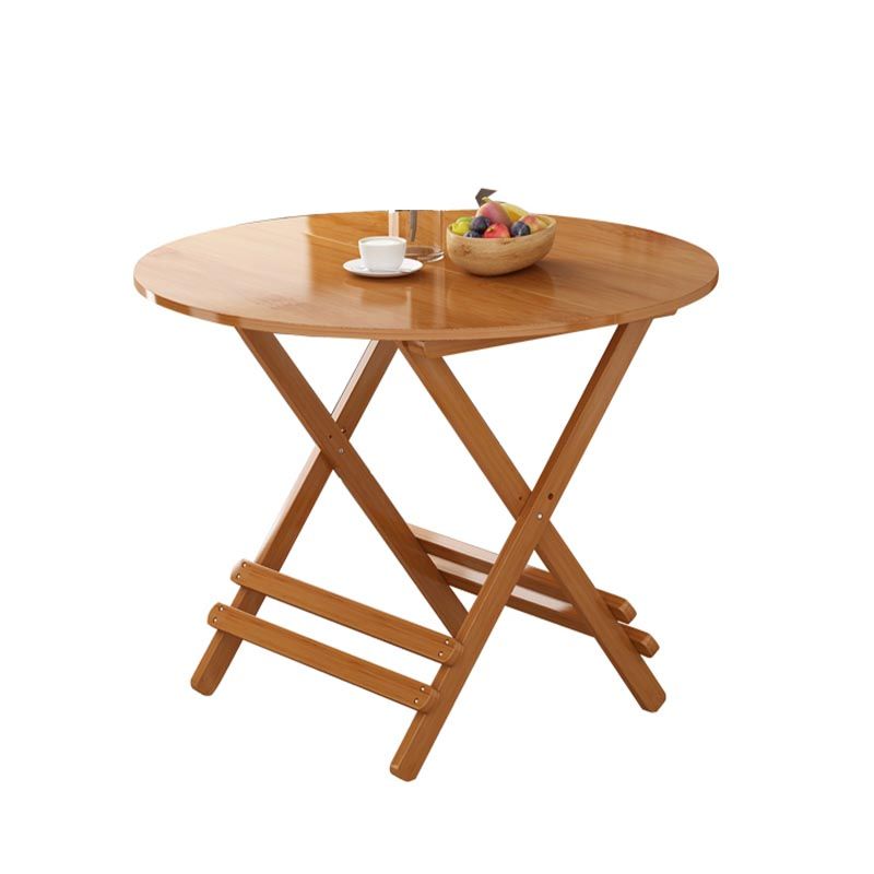 Contemporary Natural Folding Table Bamboo Home Dining Table with Pedestal Base