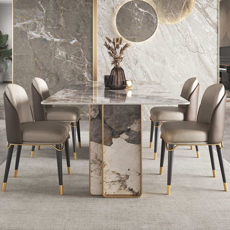 Nordic Glam Rectangle Sintered Stone Table Set 1/4/5/6/8 Pieces Dining Set Clearhalo 'Dining Room Sets' 'Dining Tables & Seating' 'dining_room_set' 'furn' 'furn_dining_room_set' 'Furniture' 'Kitchen & Dining Furniture' 1200x1200_45cc55f5-613a-4d73-a6d8-f0ae2cba6e79