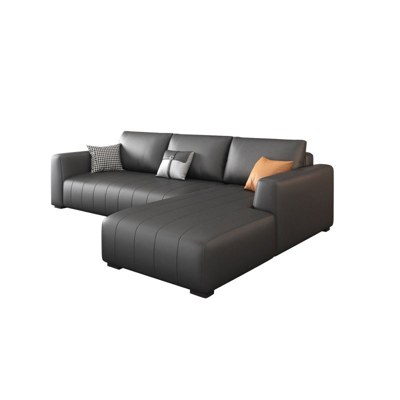 Square Arm Dark Gray Removable Cushions Modern Faux Leather Sofa Clearhalo 'furn' 'furn_sectionals' 'Furniture' 'furniture_sectionals' 'Living Room Furniture' 'Sectionals' 1200x1200_45cc9e98-574c-4c1c-b026-6e5d524c12cc